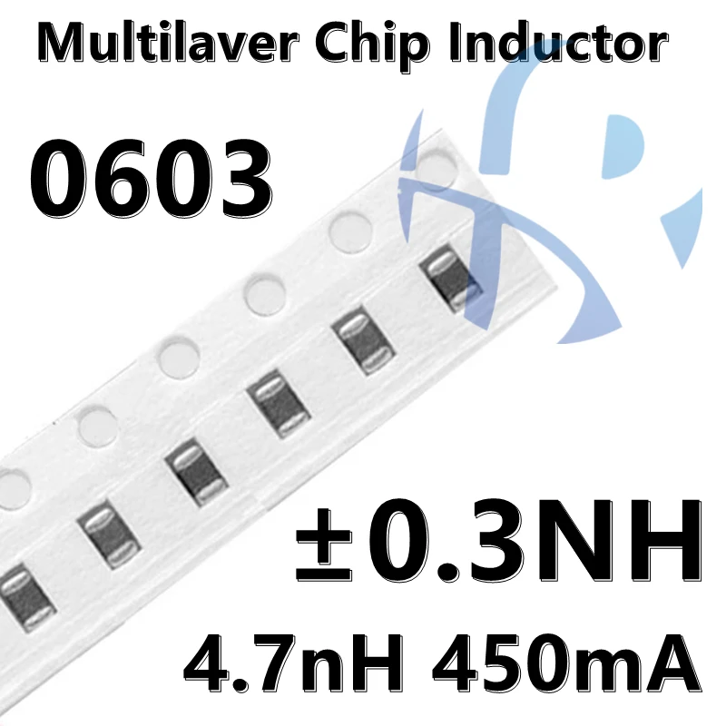 (50pcs) 0603 4.7nH 450mA 1NH 1.2/2.2/3.3/4.7/10/22/33/47/68/82/100NH ±0.3NH ±5% SMD Multilaver Chip High Frequency Inductor