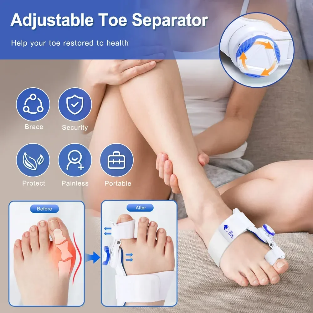 Big Toe Straightener Corrector Bunion Corrector Adjustable Toe Separator Hallux Valgus Orthopedic Brace Pain Relief Foot Care