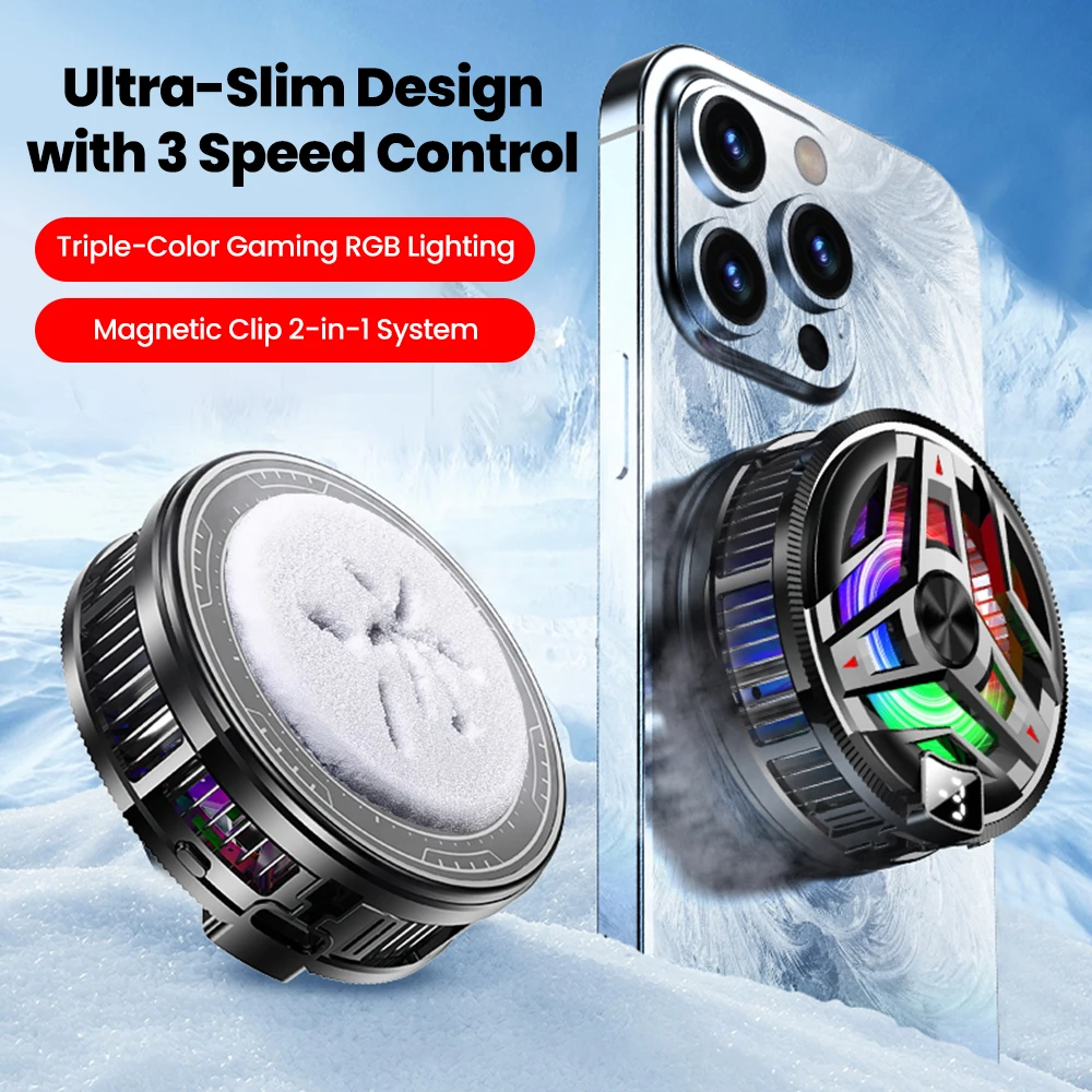 

Magnetic Semiconductor Phone Cooler 3 Levels Temperature Control Radiator With RGB Lights Smartphones Universal Accessories