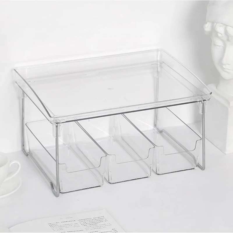New Desktop Fold Storage Rack Rectangular Transparent Organizing Student Desk Office Cosmetics Stationery