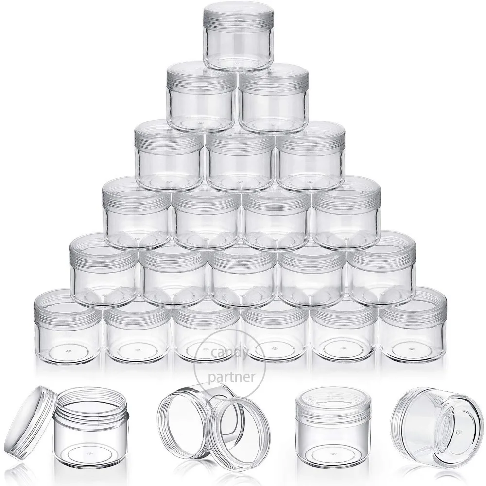 25PCS 5/10/15/20ml Empty Clear Plastic Pot Jars with Lids Protable Round Cosmetic Sample Containers Mini Travel Jars for Storage