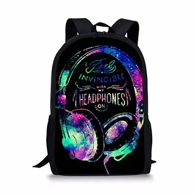 

Fashion Advocate Headphone Pattern Backpack for Teenager Men and Women Book Bag Designer Boys Travel Multifunctional Backpack