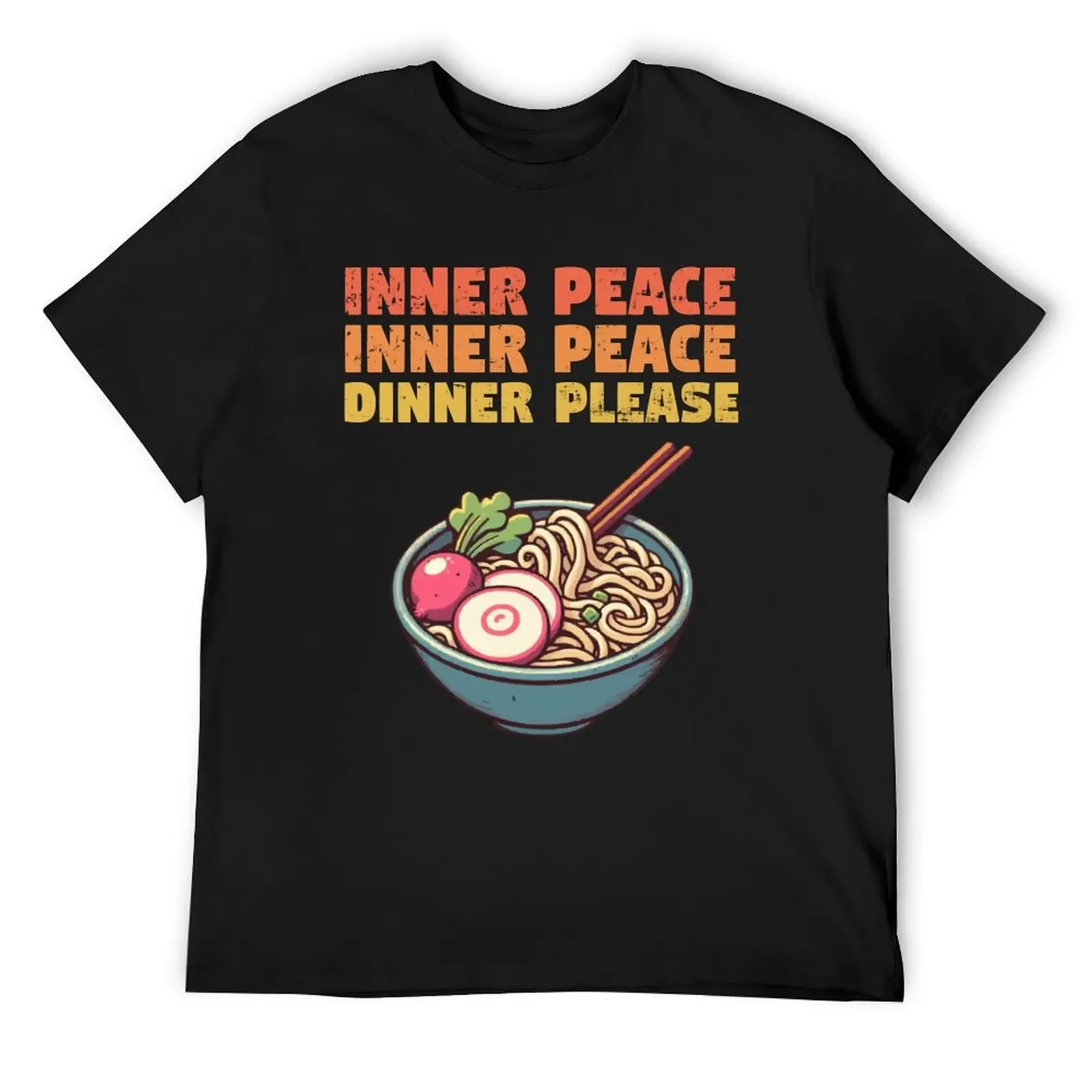 Inner Peace Dinner Please Funny Noodle T-Shirt korean fashion anime mens vintage t shirts