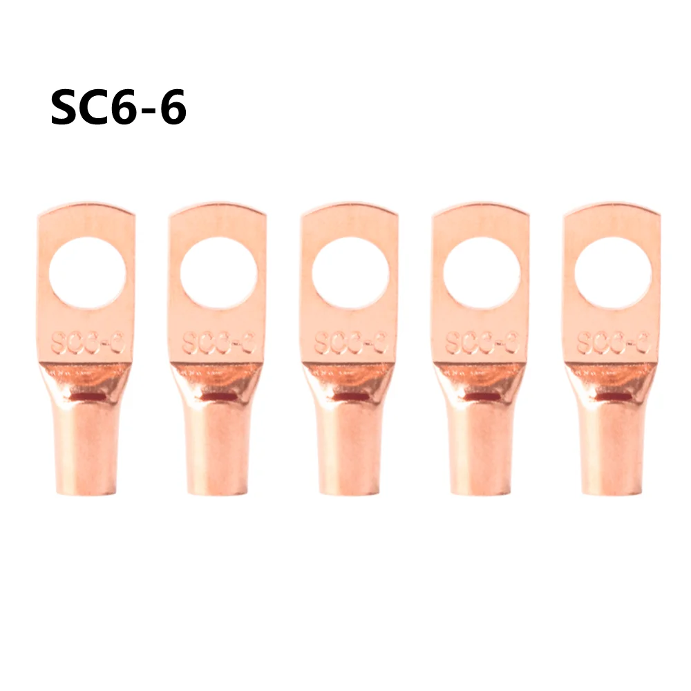 50pcs sc6-6 battery exposed copper ring claw peephole terminal 6mm² cable battery connector