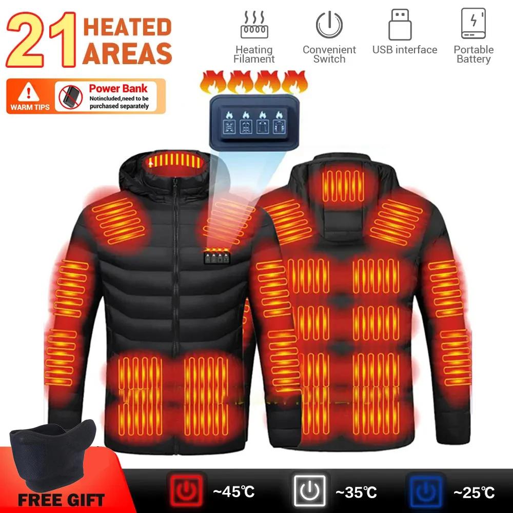 

21 Areas Heated Jacket For Winter Windproof And Warm Outdoor Sports Heating Jacket For Snow Skiing Hiking Cycling Heating Jacket