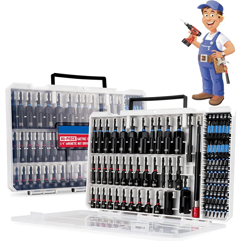 

Set of multi-functional high-strength screwdriver bits, industrial-grade tool, S2 impact magnetic nut driver bits