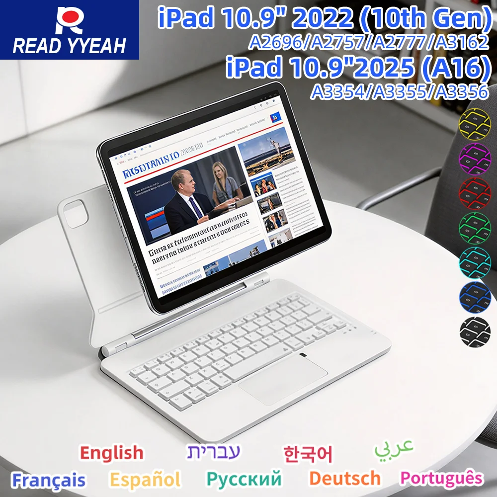 

Magic Keyboard Case for IPad 11th 10th with Backlight iPad a16 Case 11" A3354 A3355 A3356 A2696 Smart Magnetic Book Cover Folio