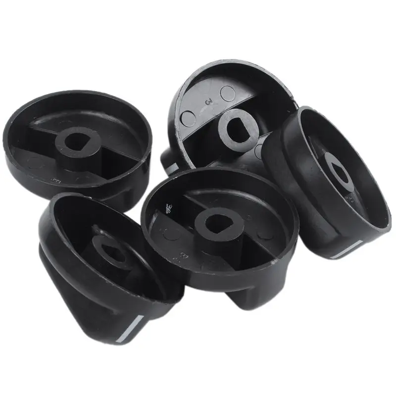 5 PCS Kitchen Black Plastic Gas Stove Cooker Control Knobs