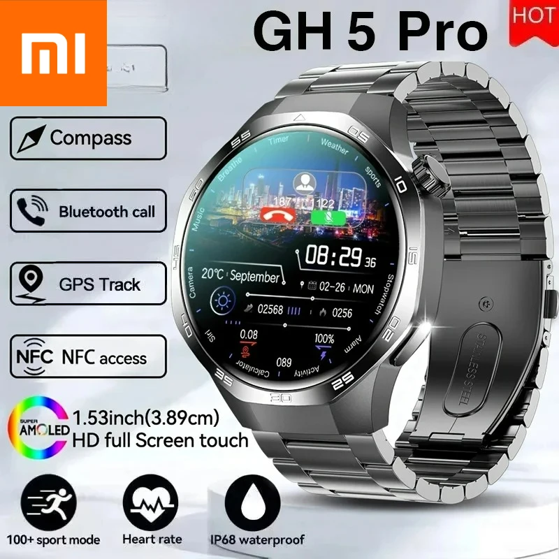 Умные часы Xiaomi Watch 5 Pro с компасом, AMOLED-экраном 360*360, NFC, Bluetooth-звонками, водонепроницаемостью и мониторингом здоровья для мужчин