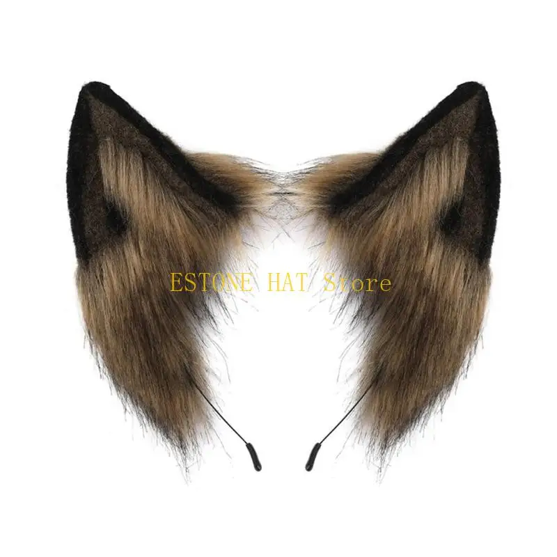 49MF Simulation Ears Plush Hairpin Color Furry Plush Animal Hair Hoop