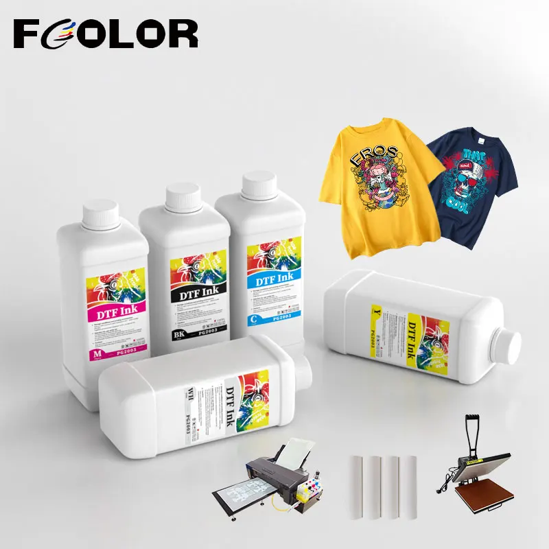 Fcolor Top Ranking Best Quality Water Based DTF Ink White 1000ml PG2003 DTF Ink for Epson I3200 XP600 DX5 DTF Printer PET Film