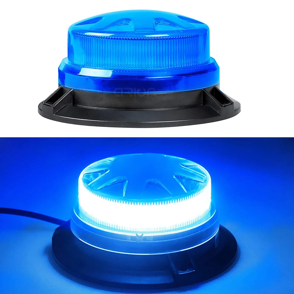 Magnetic Base LED Blue Emergency Strobe Light Car Police Roof Flashing Hazard Warning Light 12V/24V Vehicle Safety Beacon Lamp