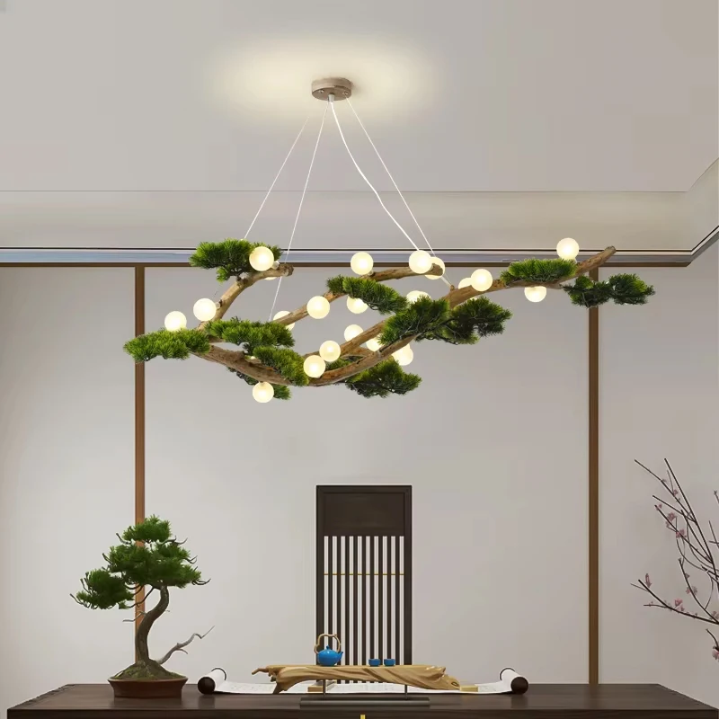 Rustic Tree Branch Glass Bubble Chandelier Lighting Bar Retro Dining Room Hanging Lamp Vintage Home Decor Pendant Light Fixtures