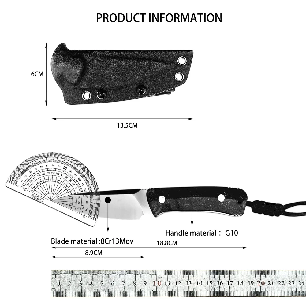 التكتيكية في الهواء الطلق شفرة مثبتة سكين G10 مقبض صلابة عالية 8Cr13Mov شفرة البرية بقاء الدفاع القتال الغابة EDC أدوات