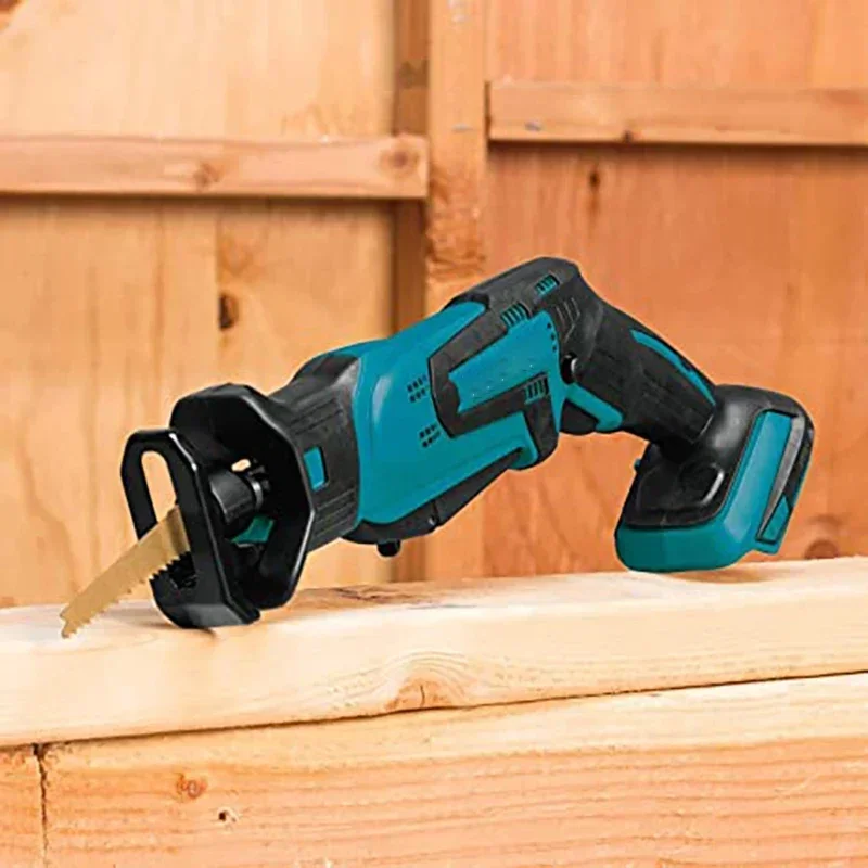 

Blue Cordless Reciprocating Saw 18V Adjustable Speed Chain Saw With 4 Sawblade Metal Pipe Cutting Tool Suitable For Makita