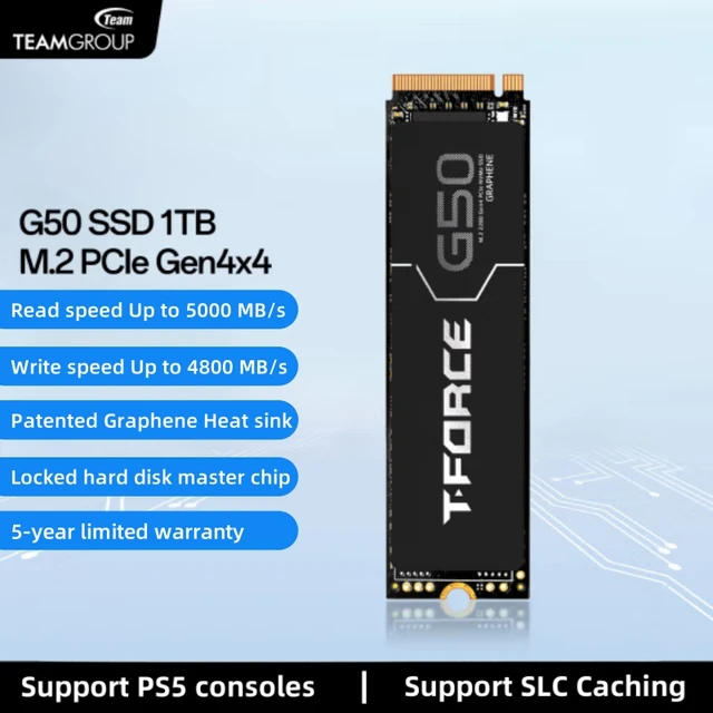 TEAMGROUP T Force G50 1TB SLC Caching 3D TLC NAND NVMe InnoGrit PCIe Gen4x4 M.2 2280 Gaming SSD with Ultra Thin Graphene Heat AliExpress 7