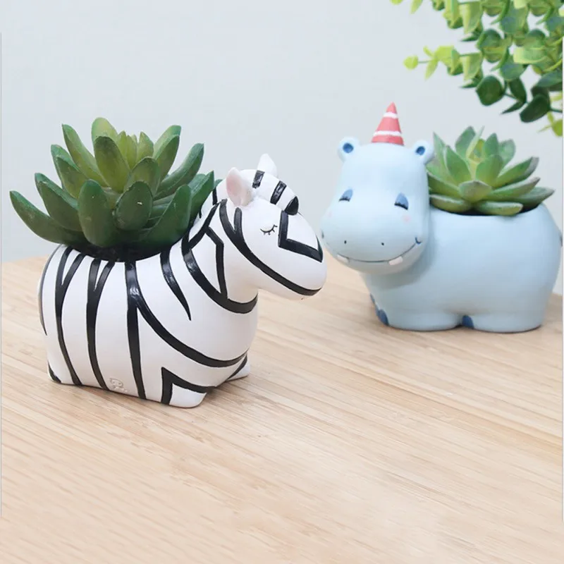 Urocze donice dla zwierząt na sukulenty kaktus Mini Bonsai kwiat z żywicy doniczka bajkowy ogród dekoracyjne figurki dekoracja domu na stół
