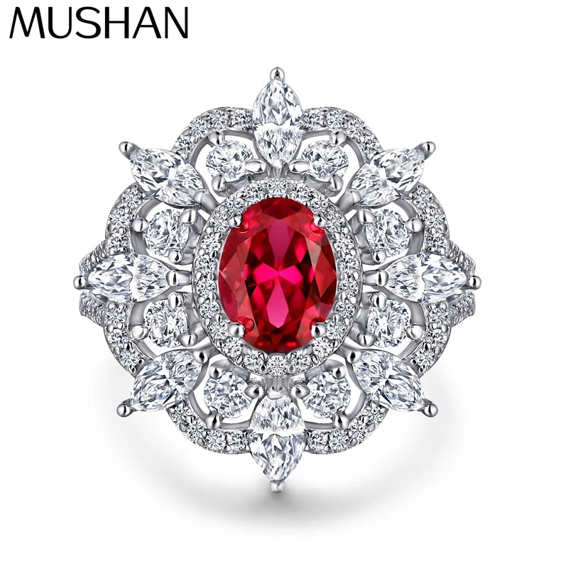 

MuShan Jewelry 925 Sterling Silver Ring Wedding Band High Carbon Diamond Vintage Style Glamorous Style Women Rings Fine Jewelry