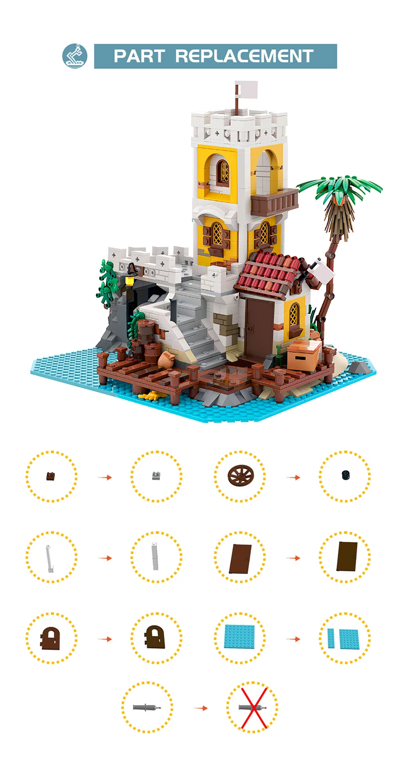 MOC 6277 Eldorado Fortress Bay Trading Post Building Blocks Set Imperial Pirates Architecture Remake Bricks Birthday Toys Gifts