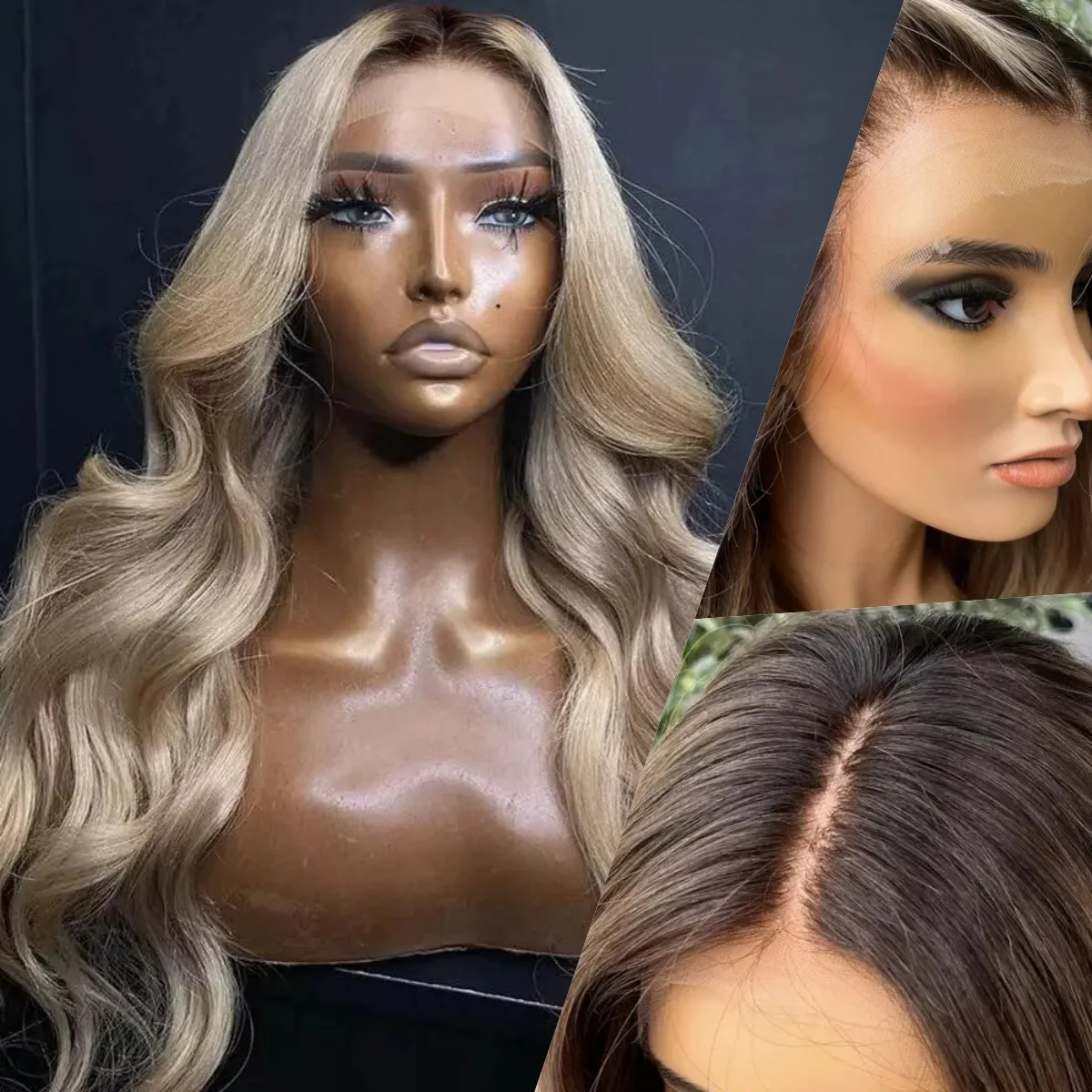 180% Density Ombre Blonde 13x4 HD Lace Front Wigs 28 Inch Synthetic Medium Part Glueless Salon Hairpiece Prepluck Lace Wig Party