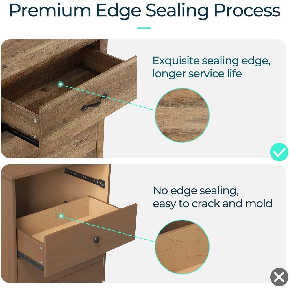 خزانة خشبية حديثة ذات 5 أدراج لغرفة النوم، خزانة طويلة معاصرة مع أدراج للتخزين