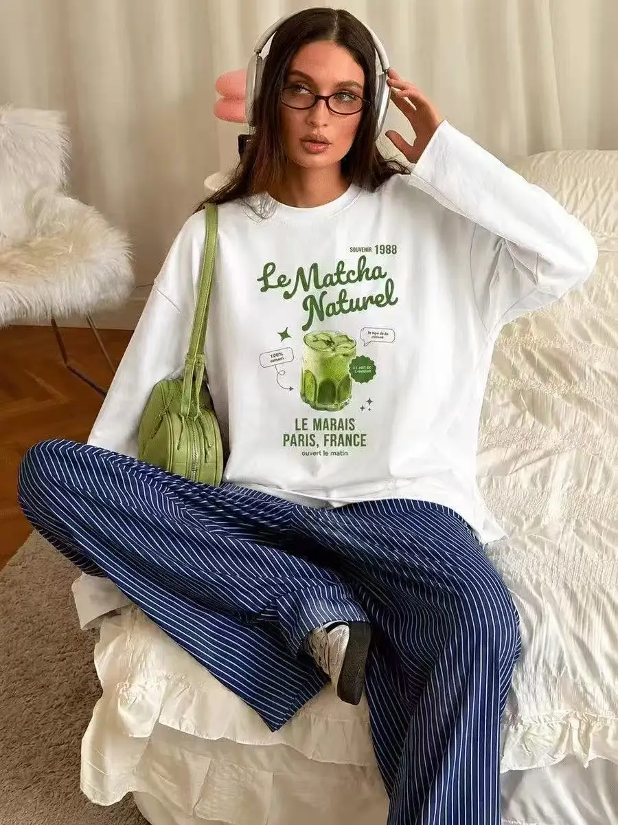 New women's high-quality long sleeved top with fashionable printed loose fit, a must-have for all seasons.