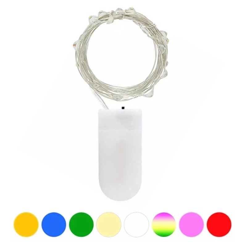 Kawat Perak Peri Karangan Bunga Lampu 2M 20 LED LED Tali Lampu Natal Pernikahan Dekorasi Pesta Rumah Didukung Oleh Baterai CR2032
