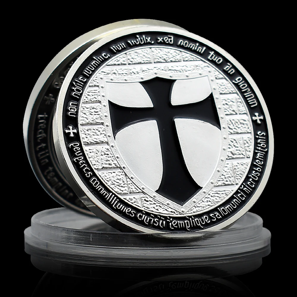 The European German Cross Knight's Commemorative Medal 1 Ounce Silver Plated Challenge Coin with Plastic Case - Rare