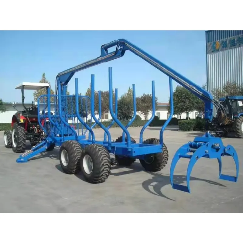 Customized Foreatry Machinery New ATV 1.5ton Tractor Implements Log Loading Trailer With Timber Crane