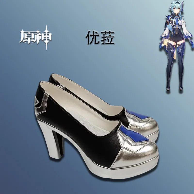 Game Genshin Impact Eula Cosplay Shoes Party Role Accessories Props Transparent High-heeled Shoes Comic Con Birthday Xmas Gifts