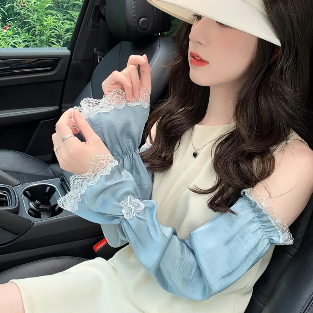 

Breathable Anti-UV Ice Silk Sleeves Butterfly Lace Sunscreen Sleeve Driving Gloves UV Insulation Sun Protection Cover Outdoor