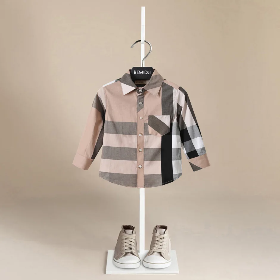High Quality New Spring Thin Shirts Baby Boys Long Sleeve Striped Print Shirts Kids Tops Tees Shirts Casual Blouse Kids Clothing