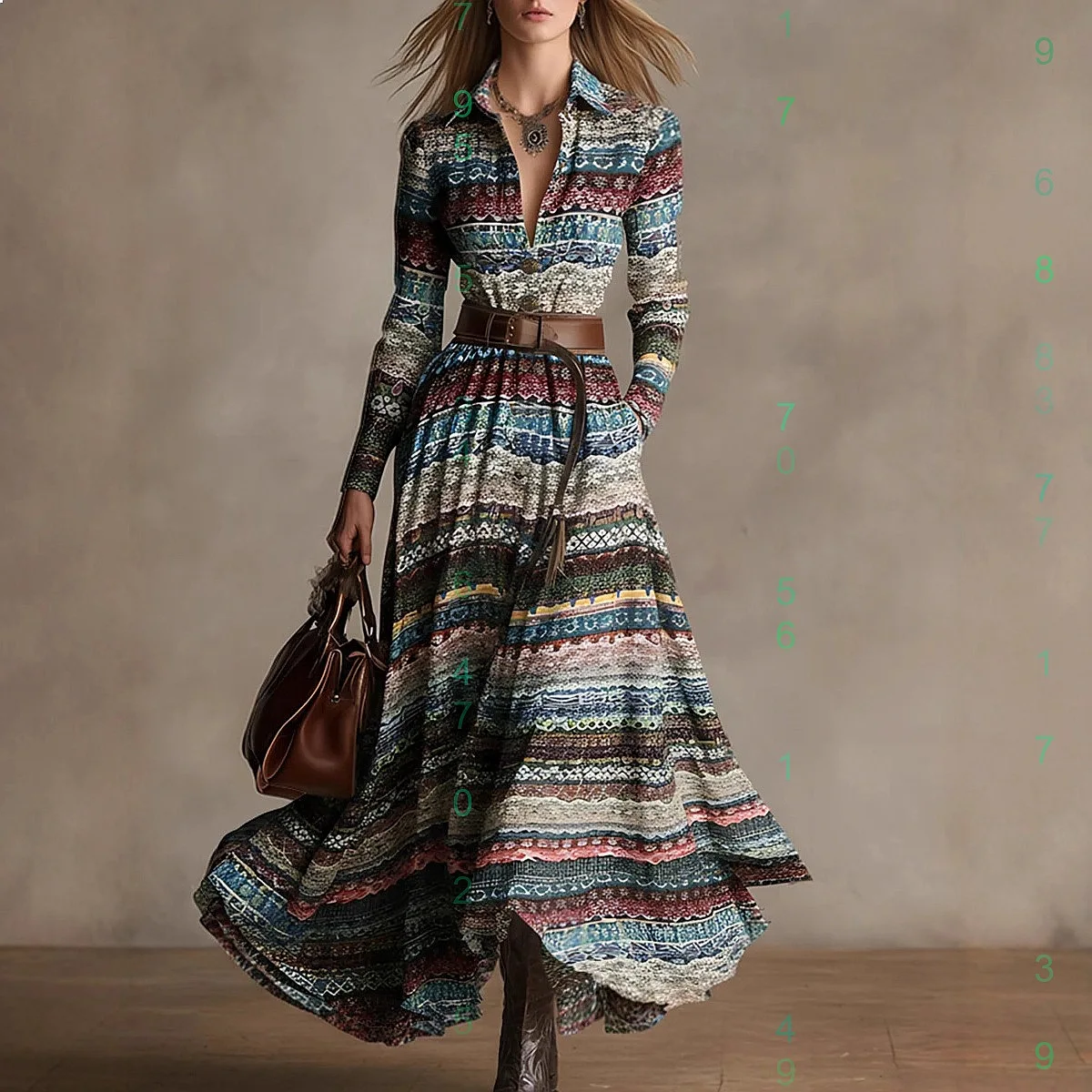 

TEMU New Arrival Ethnic Tribal Print Long Sleeve Maxi Dress Dresses Spring Summer Bohemian Casual Loose Fit Tunic Top Blouse