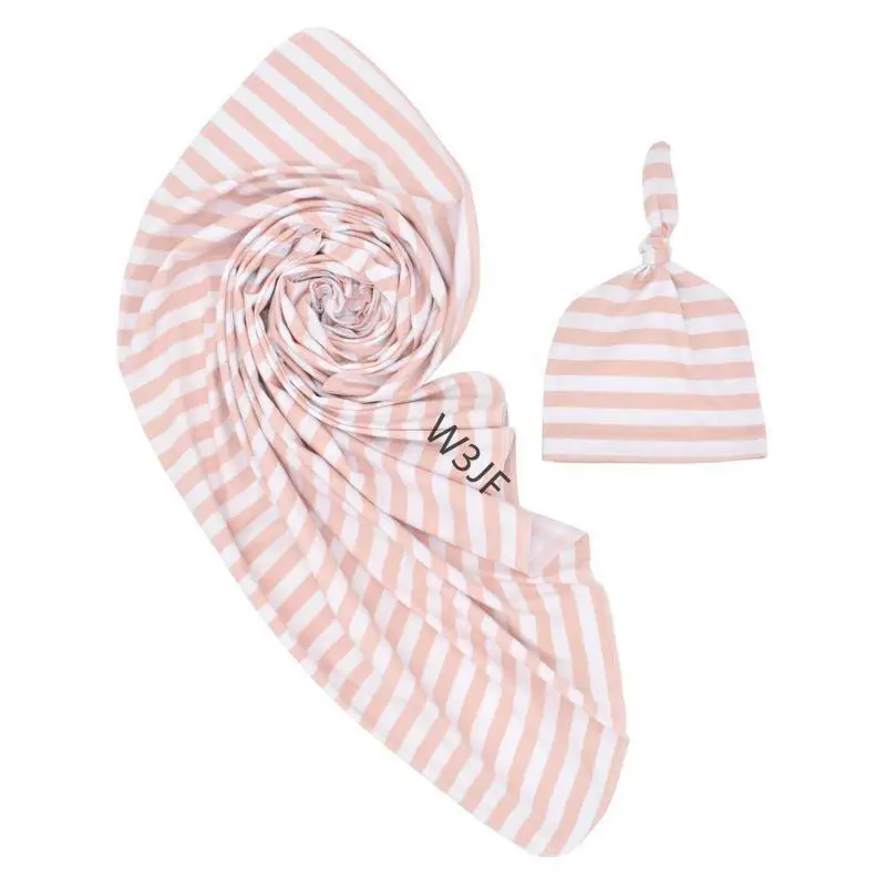 

W3JF 2Pcs/Set Unisex Babies' Receiving Blankets with Hat Photo Props Toddler Gift Baby Muslin Swaddle Soft Blanket