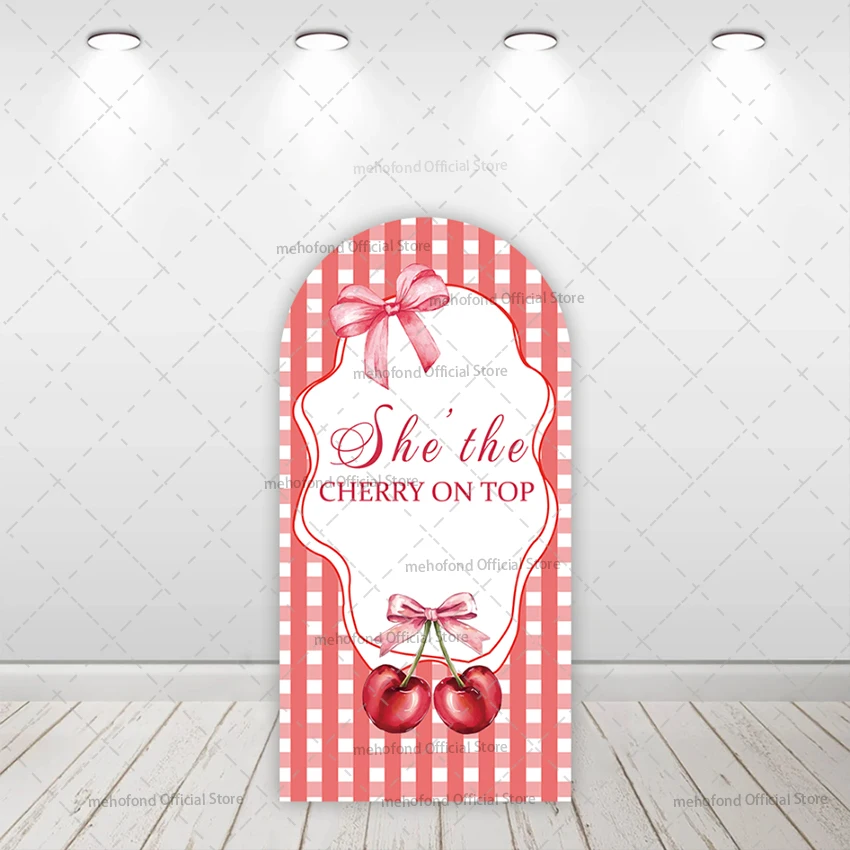 Mehofond مخصص 2-الجانب إنها الكرز على القوس العلوي فتاة حفلة عيد ميلاد غطاء استحمام الطفل كيارا قوس خلفية ديكور خلفية