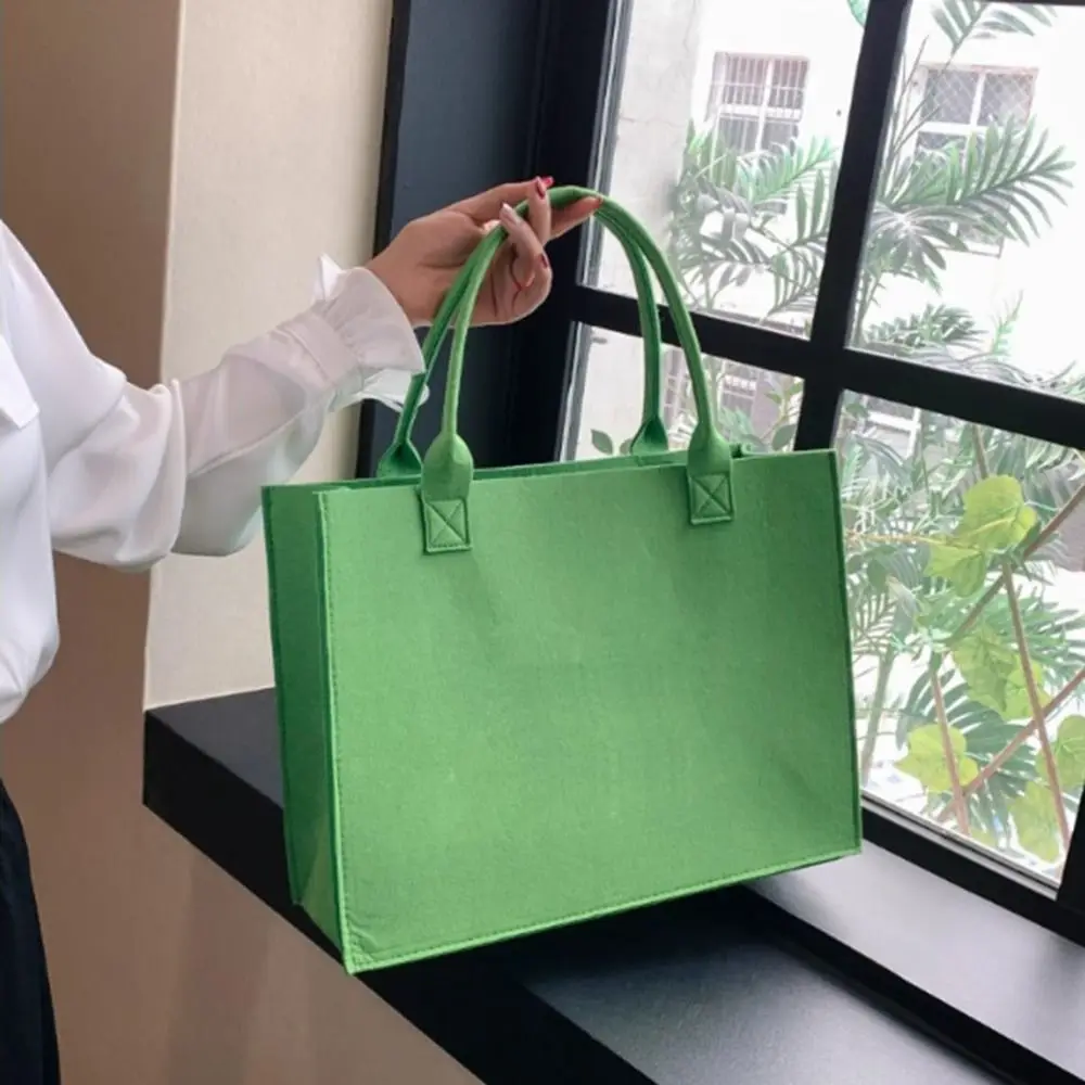 Casual Felt Shoulder Bag Large Capacity Solid Color Tote Bag Messenger Bag Woman Girls