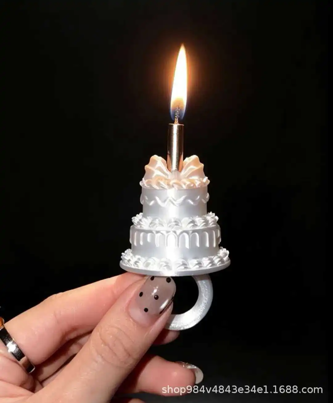 Candles, rings, birthday props, dreamy cake decorations, birthday decorations, 3D printed silk texture