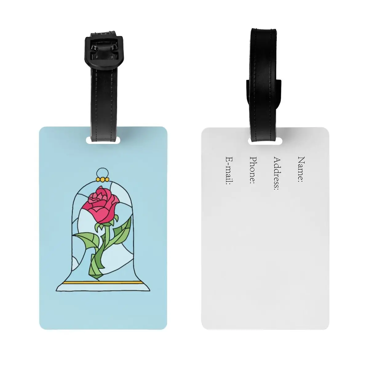 Beauty And The Beast geometris Belles Rose bagasi Tag bagasi penutup privasi nama kartu ID