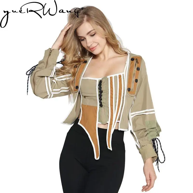 Get spring Frauen Mantel Jacken Kordel zug Bandage unregelmäßige Vintage Mäntel Frauen quadratischen Kragen Frühlings mantel lose plus Frauen Jacke