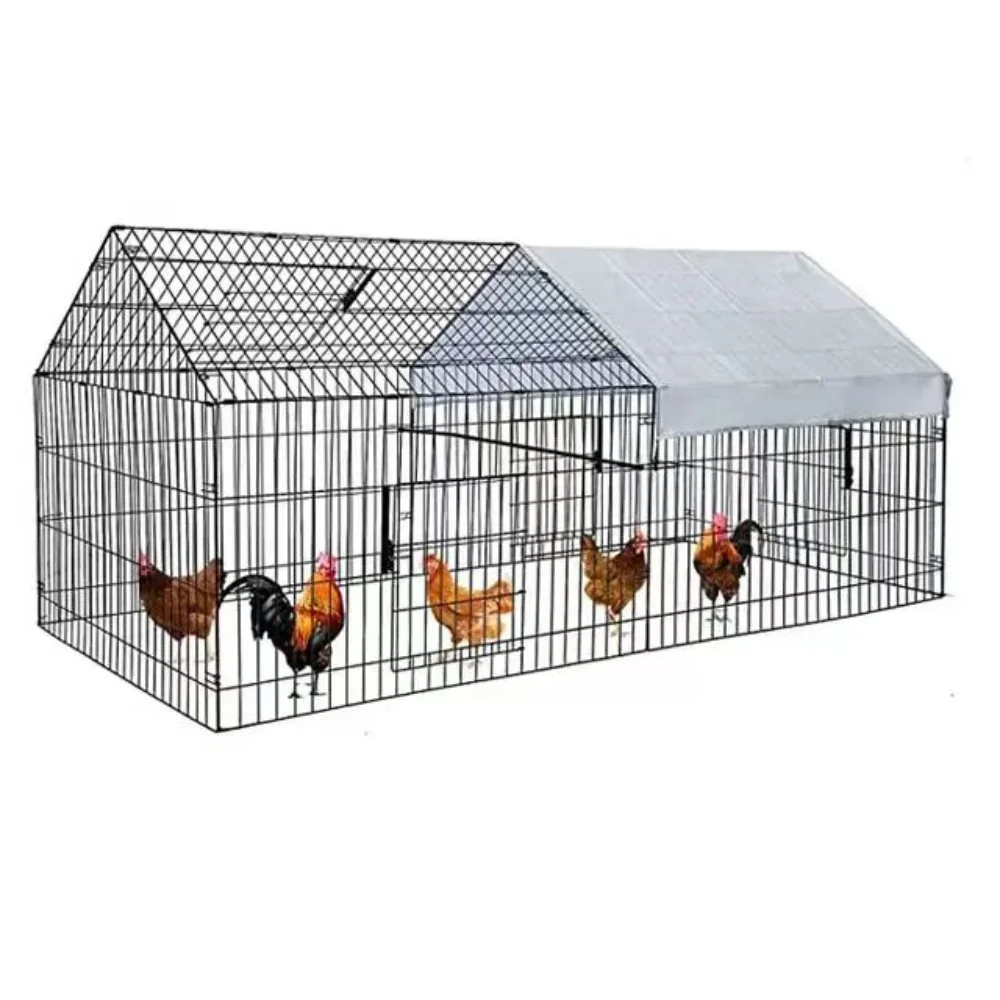 Professional Outdoor Backyard Eco-Friendly Windproof Chinese Large Metal Chicken Coop Cage Houses With Cover