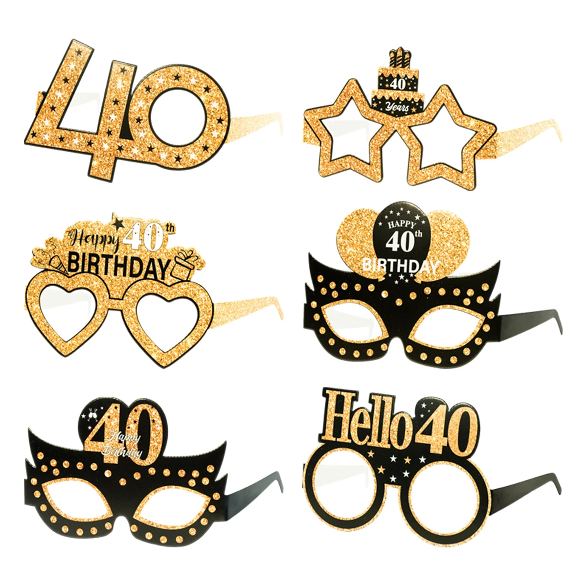 30th 40th 50th 60th 70th أسود عيد ميلاد نظارات التصوير الدعائم احتفال حفلة عيد ميلاد الديكور الكبار الذكرى ديكور