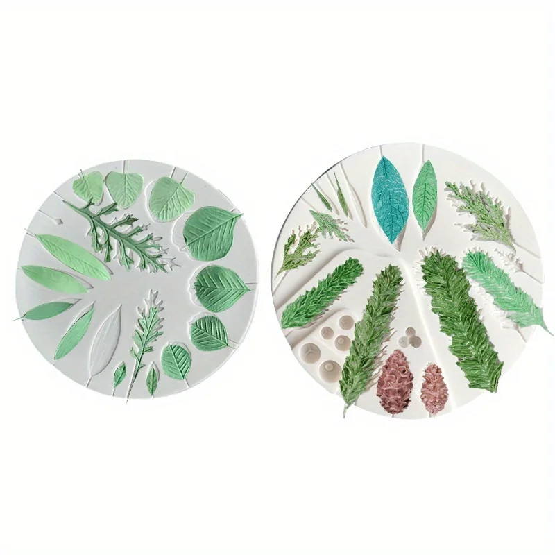 2pcs/set Silicone Mold for Leaf & Pine Cone Wreaths - Versatile Crafting Tool for Candles Soaps Clay & Resin Projects