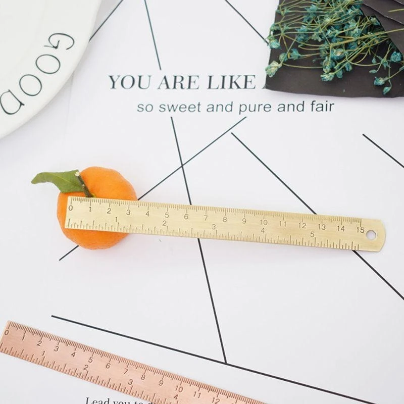 Vintage Brass Ruler Label Book Mark Cartography Painting Measuring Tool School Stationery