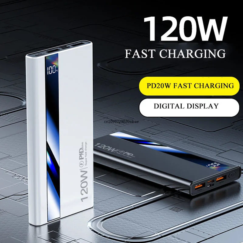20000mAh Power Bank High Capacity 120W Fast Charging Portable Charger External Battery Powerbank For iPhone 17 16 Xiaomi Samsung