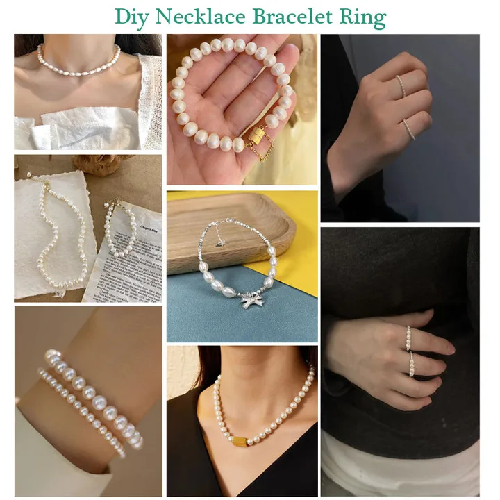 Natural Freshwater Pearls White Pearl Beads Rice Shape Beads for Jewelry Making DIY Elegant Women Necklace Bracelet  A Strand