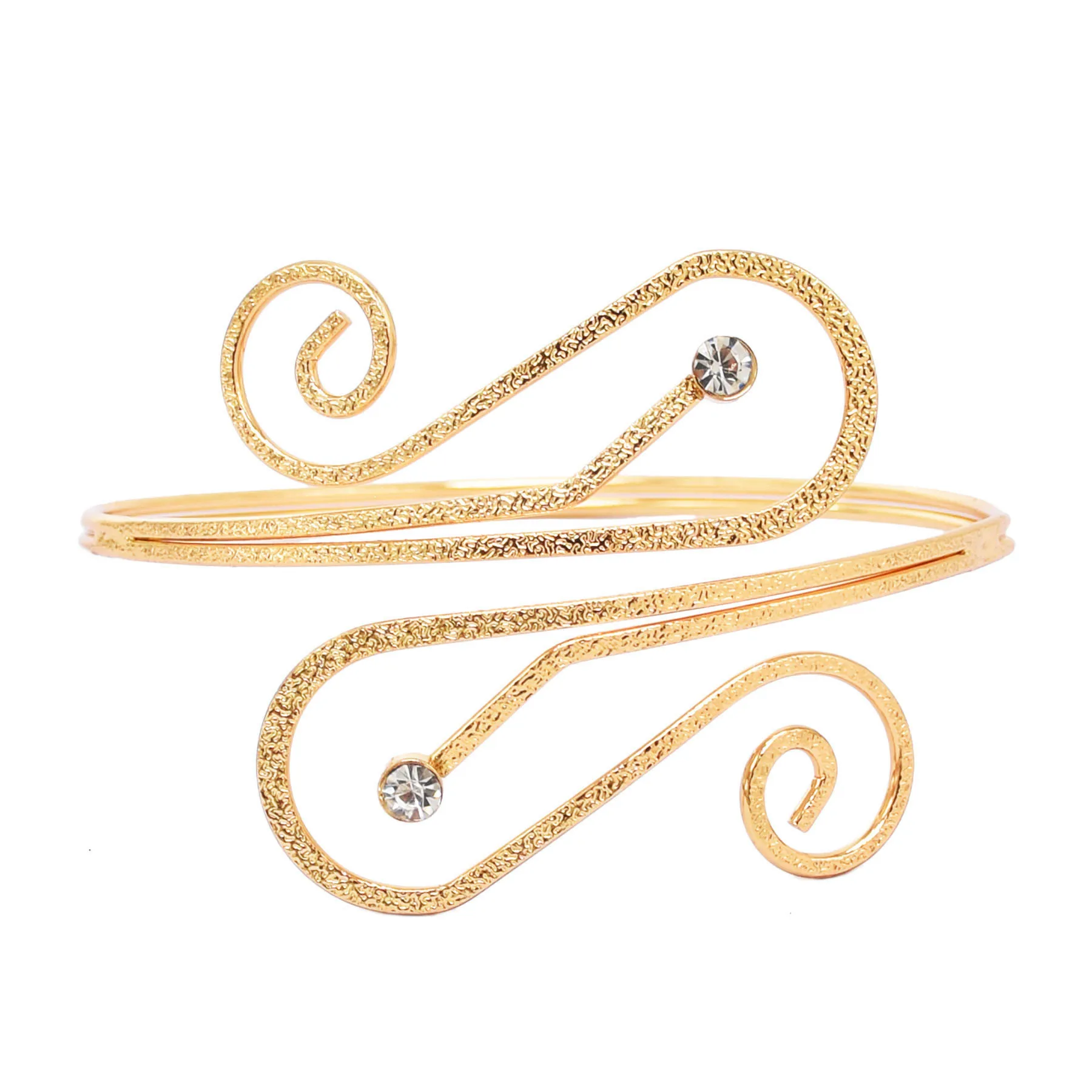 Gold Color Vortex Open Bangles Cuff Bracelet For Women Swirl Charm Armlet Greek Goddess Arm Bracelets Female Jewelry Accessories