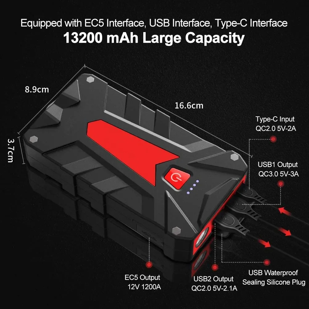 Hot Sale Emergency Multifunctional 12 Volt Portable Car Jump Starter Best Car Battery Booster Car Battery Jump Starter