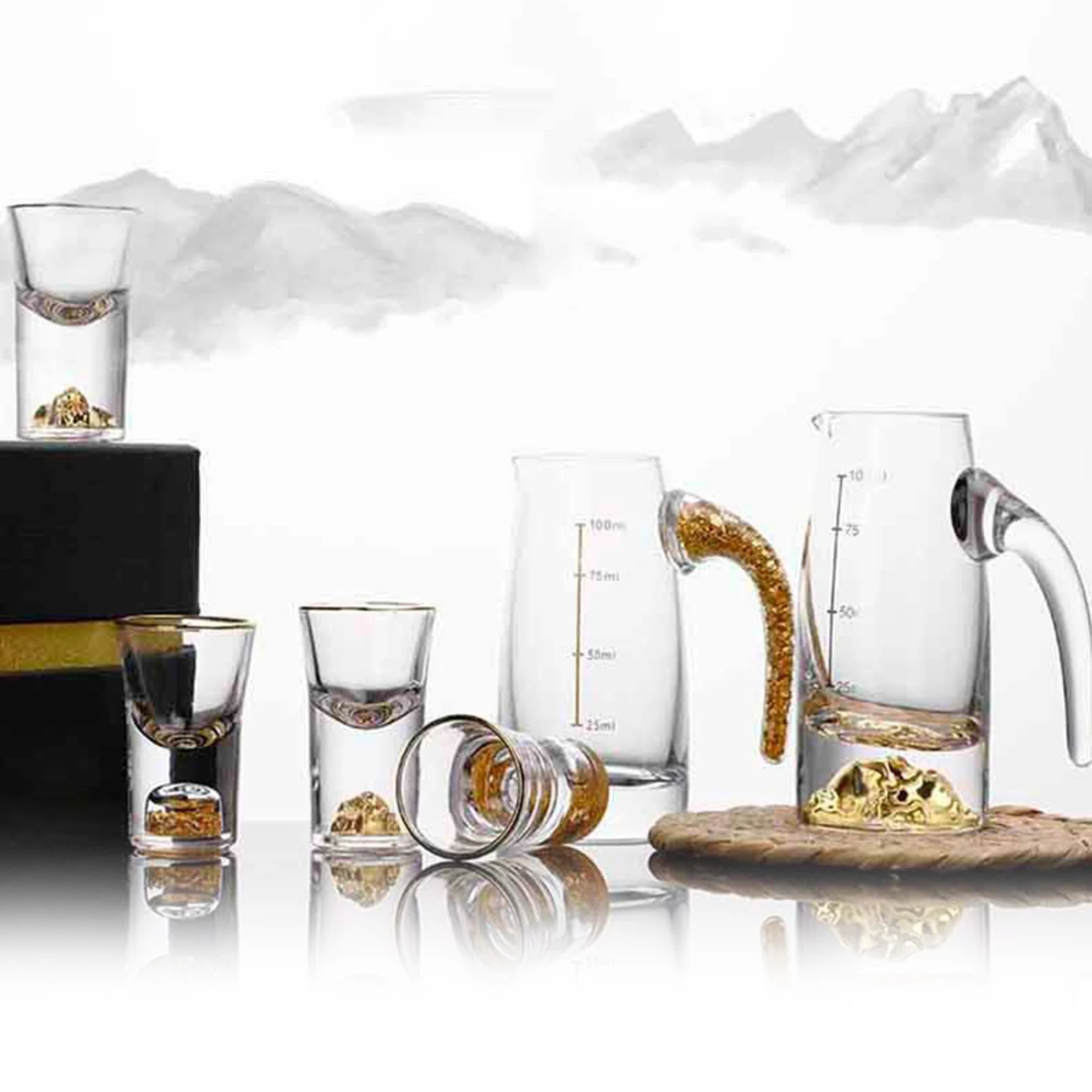 Wine Glass Set with Pourer Household Wine Dispenser Flagon Shot Glass Bar Sets Chinese European Style Tableware Beautiful Gift