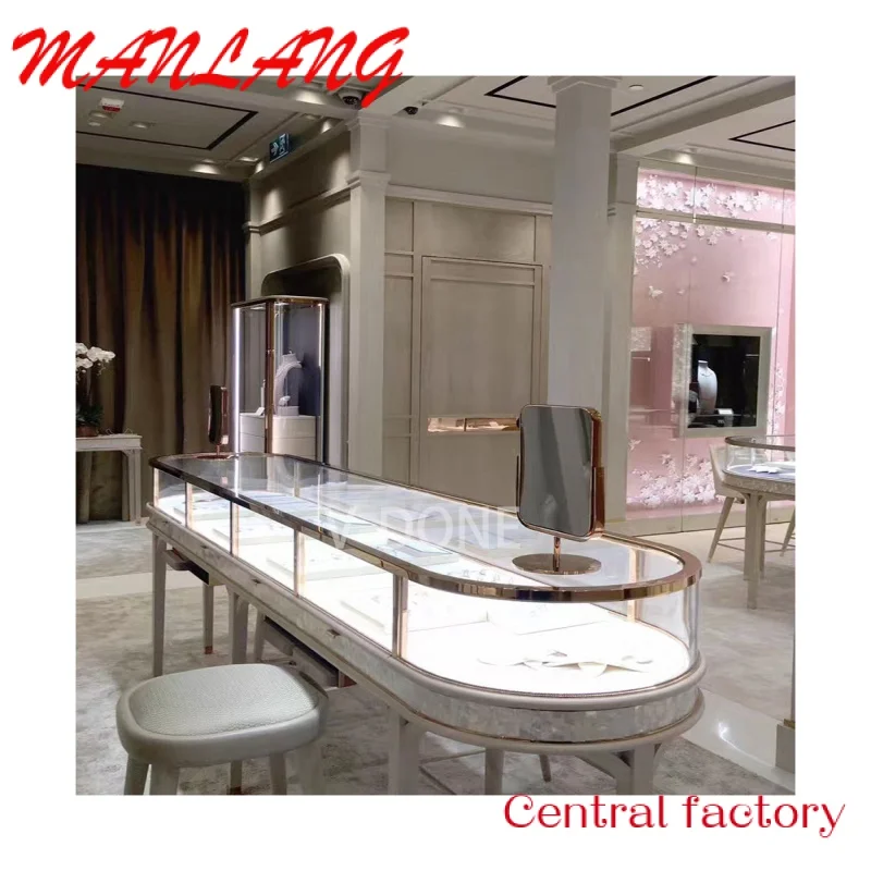 CustomHigh End Luxury Gold Jewelry Store Display Showcase And Counter  Jewellery Shop Interior Design With Lights Jewelry Cabine