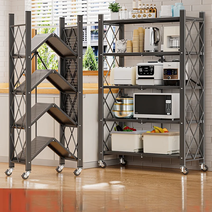Kitchen-free installation floor-standing storage rack, living room and study room folding storage rack, movable living room